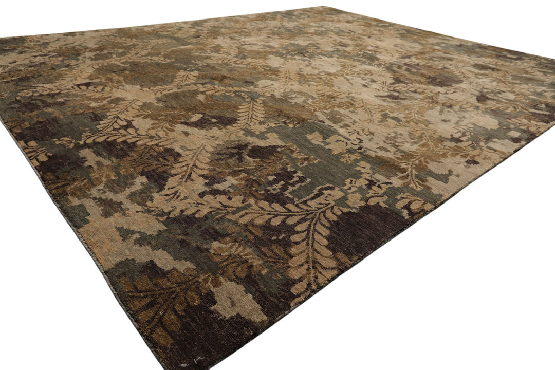 8x10 Beige, Gray, Tan Color Hand Knotted Tibetan Wool Transitional Oriental Rug