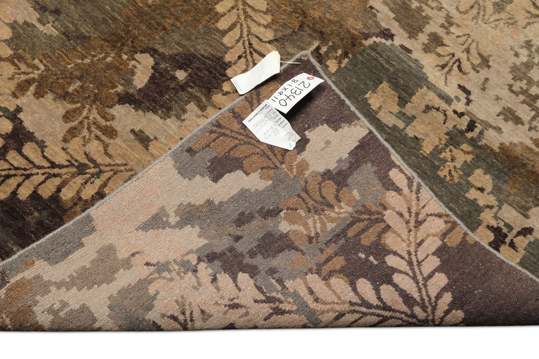 8x10 Beige, Gray, Tan Color Hand Knotted Tibetan Wool Transitional Oriental Rug