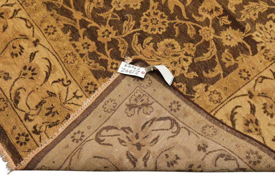 8x10 Brown, Beige, Gold Color Hand Knotted Oushak Wool Traditional Oriental Rug