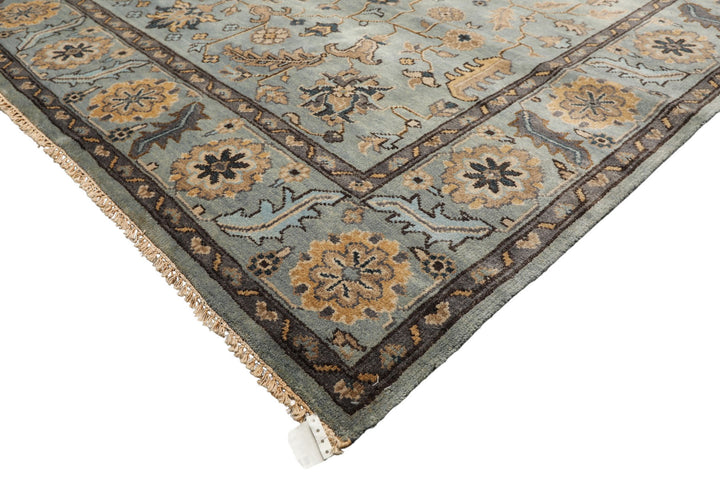 8x10 Aqua, Gray, Tan Color Hand Knotted Oushak Wool Traditional Oriental Rug