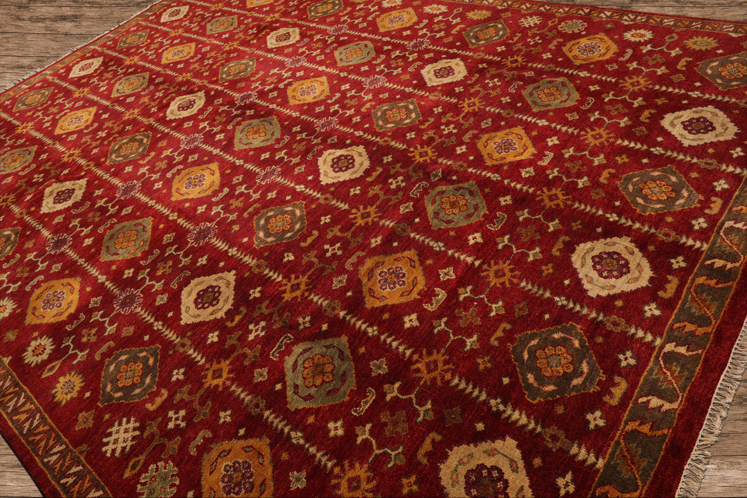 Celeste Rugs  Traditional Agra Wool Oriental Hand Knotted  9'7''x13'3" Rusty Red Area Rug