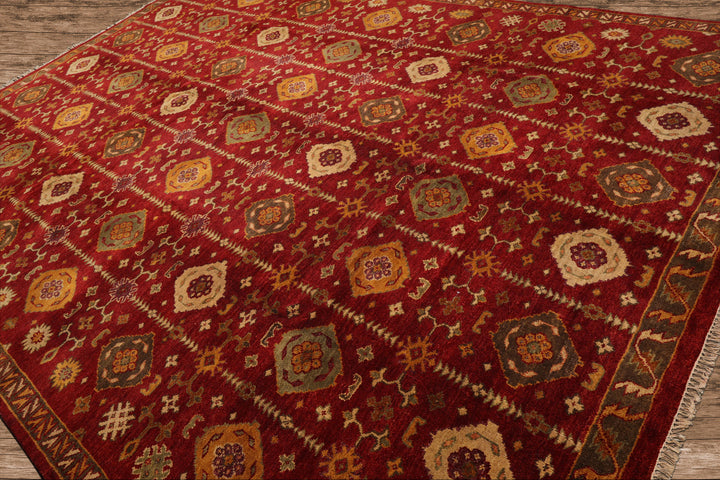 Celeste Rugs  Traditional Agra Wool Oriental Hand Knotted  9'7''x13'3" Rusty Red Area Rug