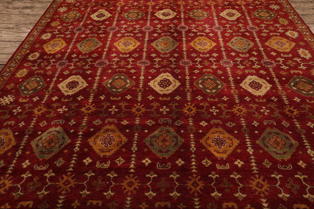 Celeste Rugs  Traditional Agra Wool Oriental Hand Knotted  9'7''x13'3" Rusty Red Area Rug