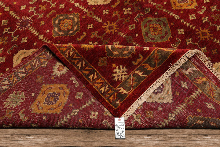 Celeste Rugs  Traditional Agra Wool Oriental Hand Knotted  9'7''x13'3" Rusty Red Area Rug