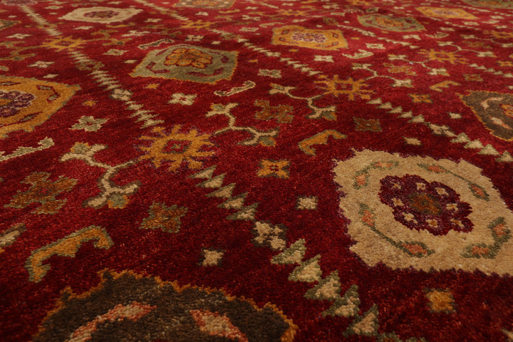 Celeste Rugs  Traditional Agra Wool Oriental Hand Knotted  9'7''x13'3" Rusty Red Area Rug