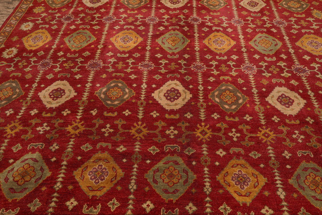 Celeste Rugs  Traditional Agra Wool Oriental Hand Knotted  9'7''x13'3" Rusty Red Area Rug