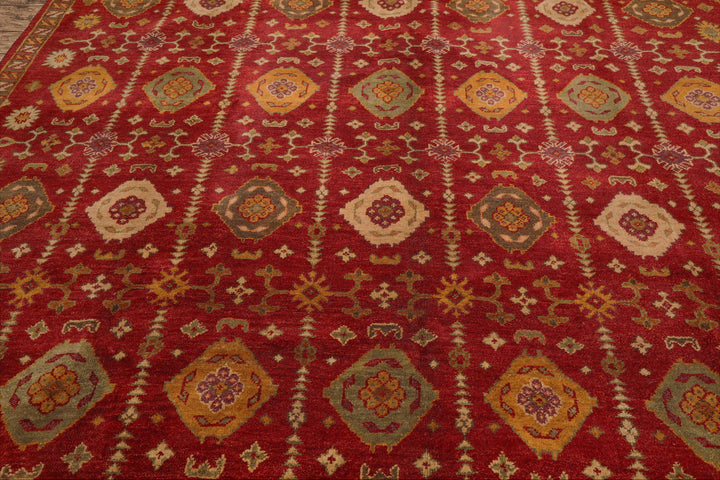 Celeste Rugs  Traditional Agra Wool Oriental Hand Knotted  9'7''x13'3" Rusty Red Area Rug