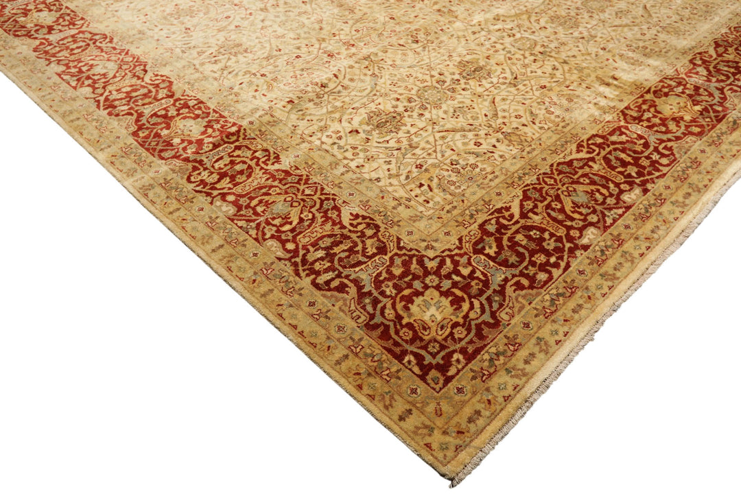 8x10 Beige, Burnt Orange, Mint Color Hand Knotted Agra New Zealand Wool Transitional Oriental Rug