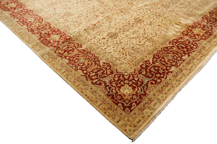 8x10 Beige, Burnt Orange, Mint Color Hand Knotted Agra New Zealand Wool Transitional Oriental Rug