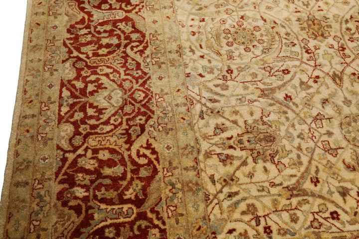 8x10 Beige, Burnt Orange, Mint Color Hand Knotted Agra New Zealand Wool Transitional Oriental Rug