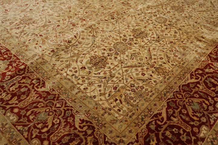 8x10 Beige, Burnt Orange, Mint Color Hand Knotted Agra New Zealand Wool Transitional Oriental Rug