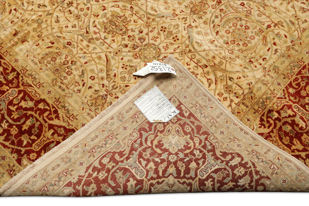 8x10 Beige, Burnt Orange, Mint Color Hand Knotted Agra New Zealand Wool Transitional Oriental Rug