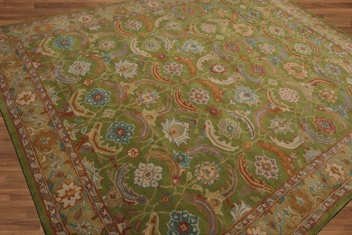 Celeste Rugs 8'x10' Green, Tan Hand Knotted Transitional LoomBloom Arts & Crafts Wool Oriental Area Rug