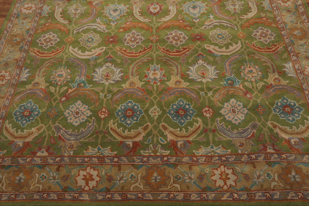 Celeste Rugs 8'x10' Green, Tan Hand Knotted Transitional LoomBloom Arts & Crafts Wool Oriental Area Rug