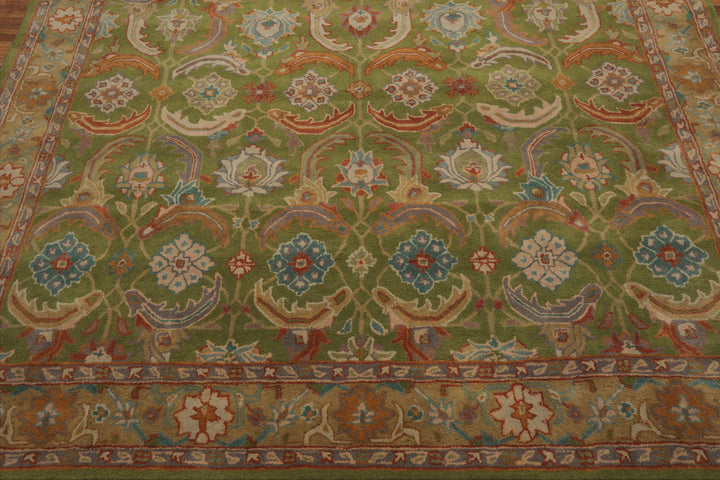 Celeste Rugs 8'x10' Green, Tan Hand Knotted Transitional LoomBloom Arts & Crafts Wool Oriental Area Rug