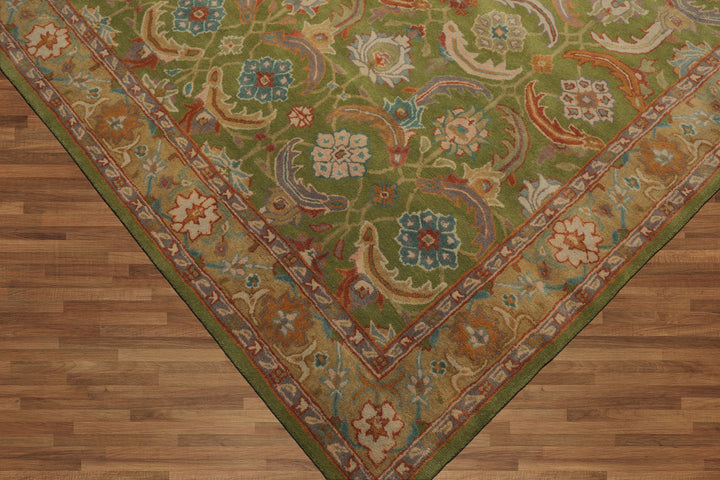 Celeste Rugs 8'x10' Green, Tan Hand Knotted Transitional LoomBloom Arts & Crafts Wool Oriental Area Rug