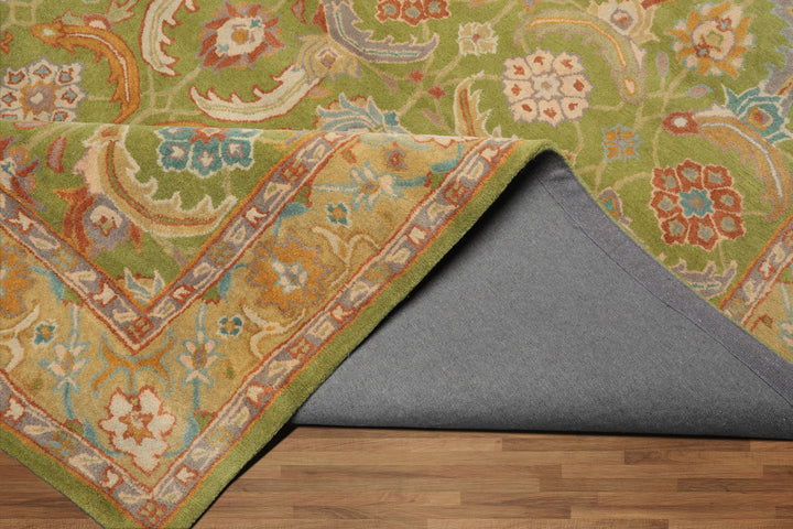 Celeste Rugs 8'x10' Green, Tan Hand Knotted Transitional LoomBloom Arts & Crafts Wool Oriental Area Rug