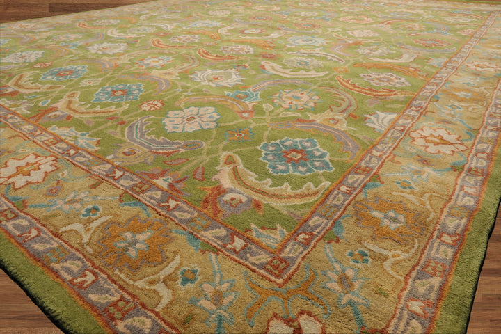 Celeste Rugs 8'x10' Green, Tan Hand Knotted Transitional LoomBloom Arts & Crafts Wool Oriental Area Rug