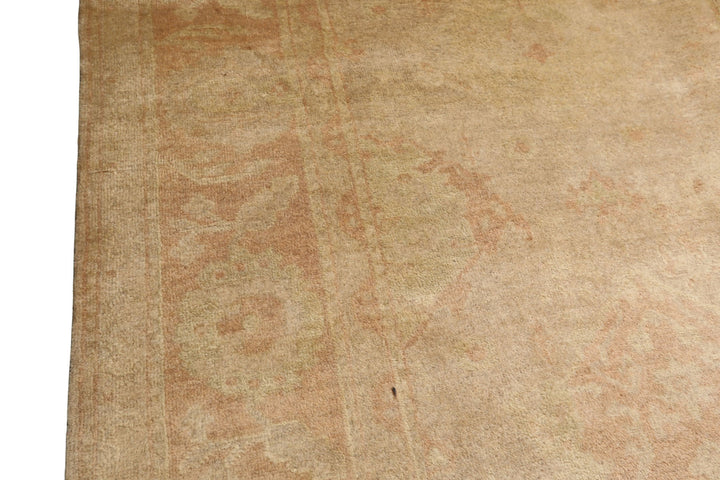 8x10 Beige, Blush, Light Gold Color Hand Knotted Oushak Wool Traditional Oriental Rug