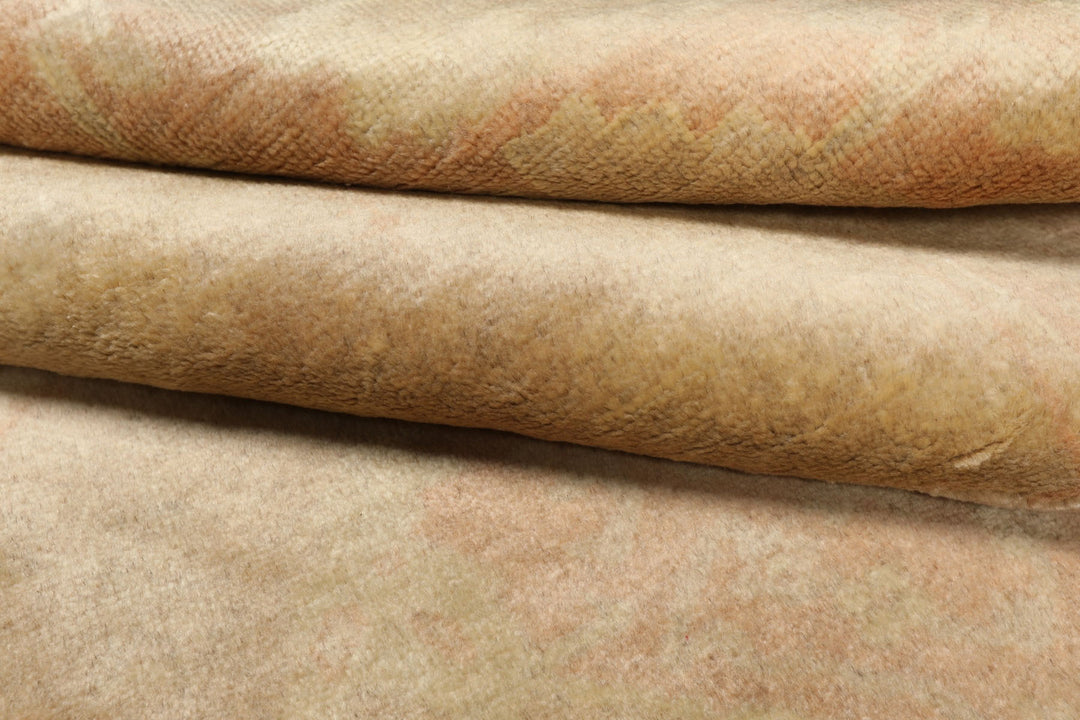 8x10 Beige, Blush, Light Gold Color Hand Knotted Oushak Wool Traditional Oriental Rug