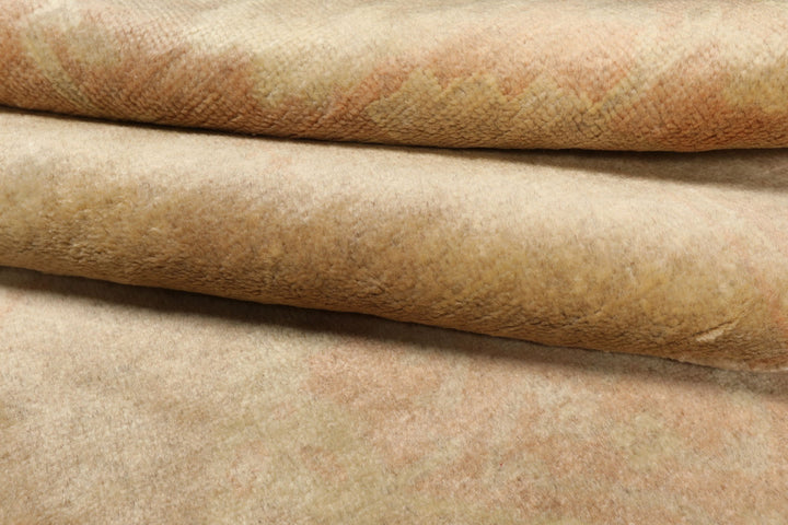 8x10 Beige, Blush, Light Gold Color Hand Knotted Oushak Wool Traditional Oriental Rug