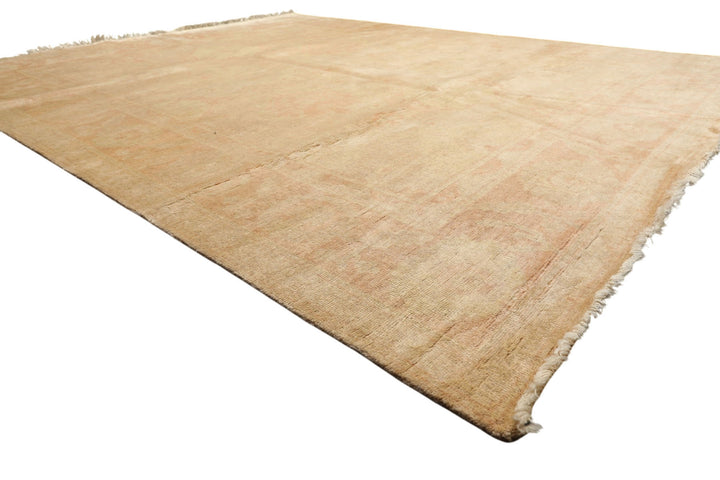8x10 Beige, Blush, Light Gold Color Hand Knotted Oushak Wool Traditional Oriental Rug