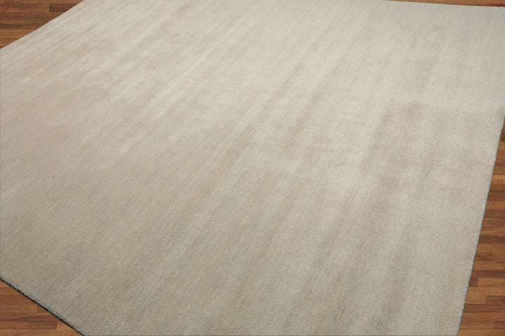 Celeste Rugs Hand Loomed Contemporary Solid Multi Sizes Gray-Beige Wool Oriental Area Rug