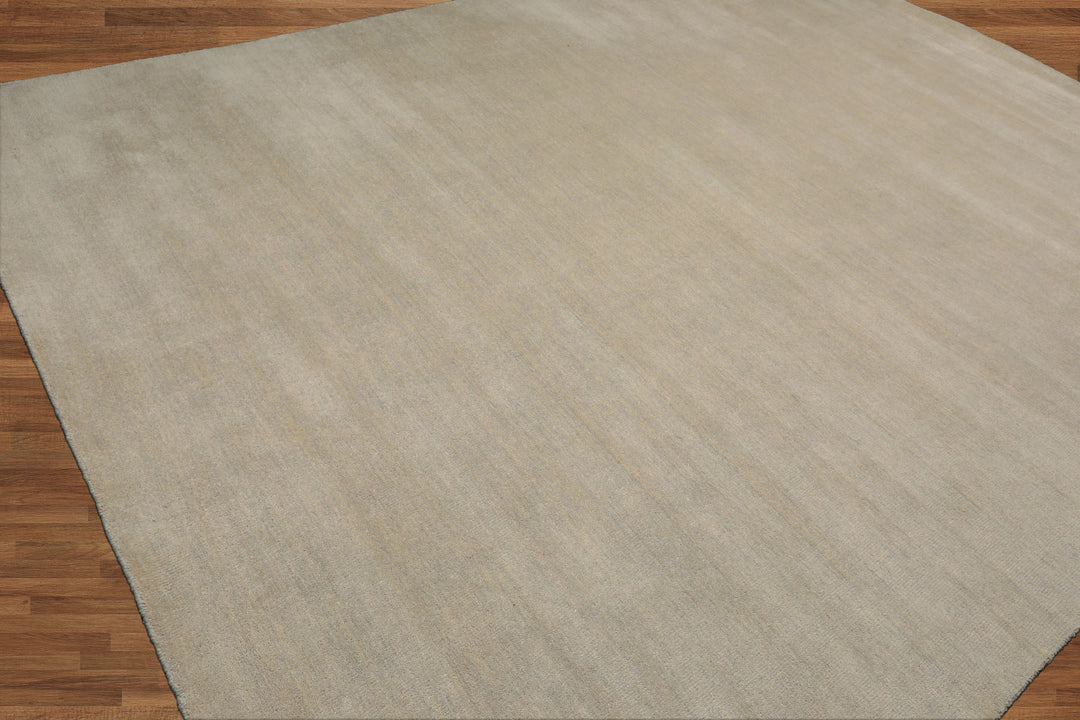 Celeste Rugs Hand Loomed Contemporary Solid Multi Sizes Gray-Beige Wool Oriental Area Rug
