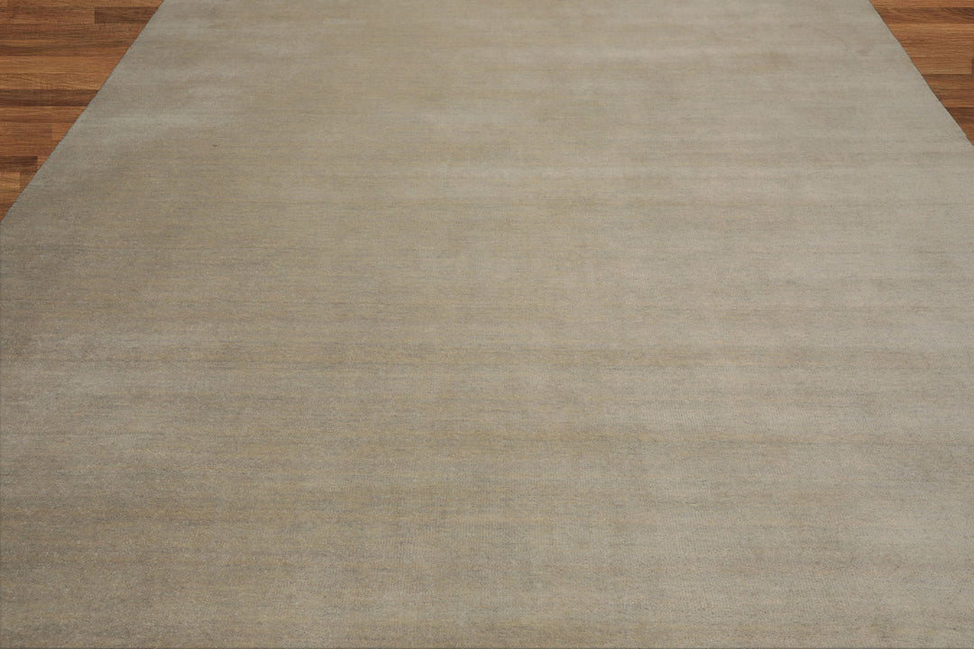 Celeste Rugs Hand Loomed Contemporary Solid Multi Sizes Gray-Beige Wool Oriental Area Rug