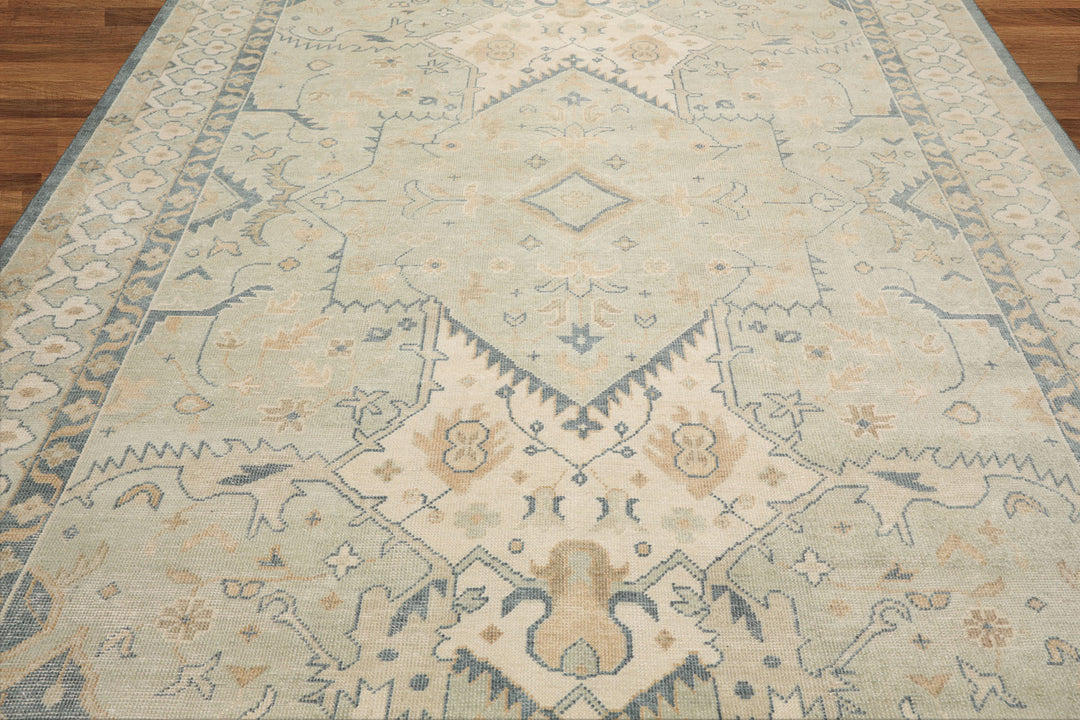 Celeste Rugs Hand Knotted Traditional Oushak Multi Sizes Mint Wool Oriental Area Rug