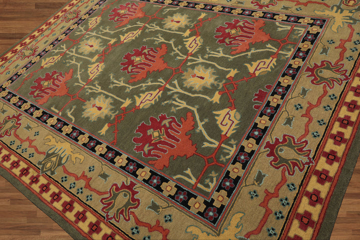 Celeste Rugs Hand Tufted Arts & Crafts/Mission 8'x10' Green Hand Tufted Donegal  Wool Oriental Area Rug