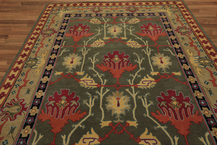 Celeste Rugs Hand Tufted Arts & Crafts/Mission 8'x10' Green Hand Tufted Donegal  Wool Oriental Area Rug