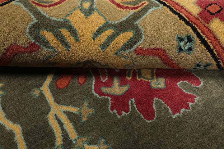 Celeste Rugs Hand Tufted Arts & Crafts/Mission 8'x10' Green Hand Tufted Donegal  Wool Oriental Area Rug
