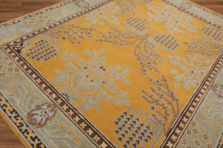 Celeste Rugs 8'x10' Gold Arts & Crafts/Mission Donegal Hand Tufted Wool Oriental Area Rug