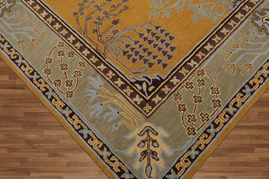 Celeste Rugs 8'x10' Gold Arts & Crafts/Mission Donegal Hand Tufted Wool Oriental Area Rug