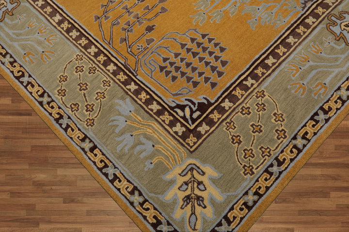 Celeste Rugs 8'x10' Gold Arts & Crafts/Mission Donegal Hand Tufted Wool Oriental Area Rug