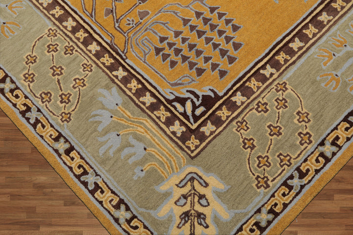 Celeste Rugs 8'x10' Gold Arts & Crafts/Mission Donegal Hand Tufted Wool Oriental Area Rug
