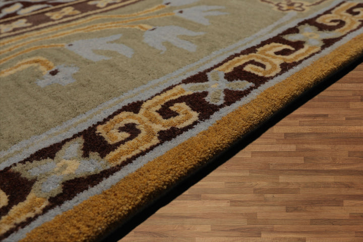 Celeste Rugs 8'x10' Gold Arts & Crafts/Mission Donegal Hand Tufted Wool Oriental Area Rug