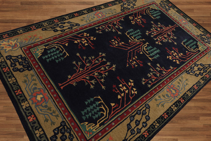 Celeste Rugs Hand Tufted Arts & Crafts/Mission Multi Sizes Midnight Blue Donegal  Wool Oriental Area Rug