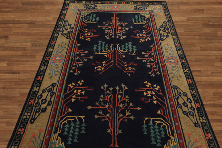 Celeste Rugs Hand Tufted Arts & Crafts/Mission Multi Sizes Midnight Blue Donegal  Wool Oriental Area Rug