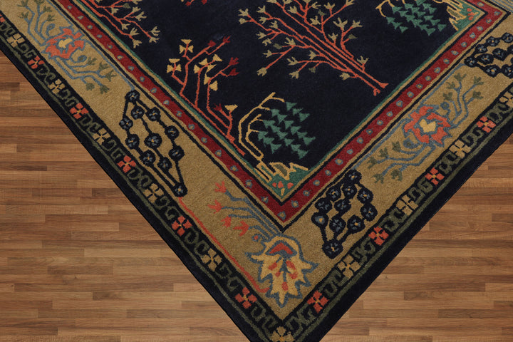Celeste Rugs Hand Tufted Arts & Crafts/Mission Multi Sizes Midnight Blue Donegal  Wool Oriental Area Rug