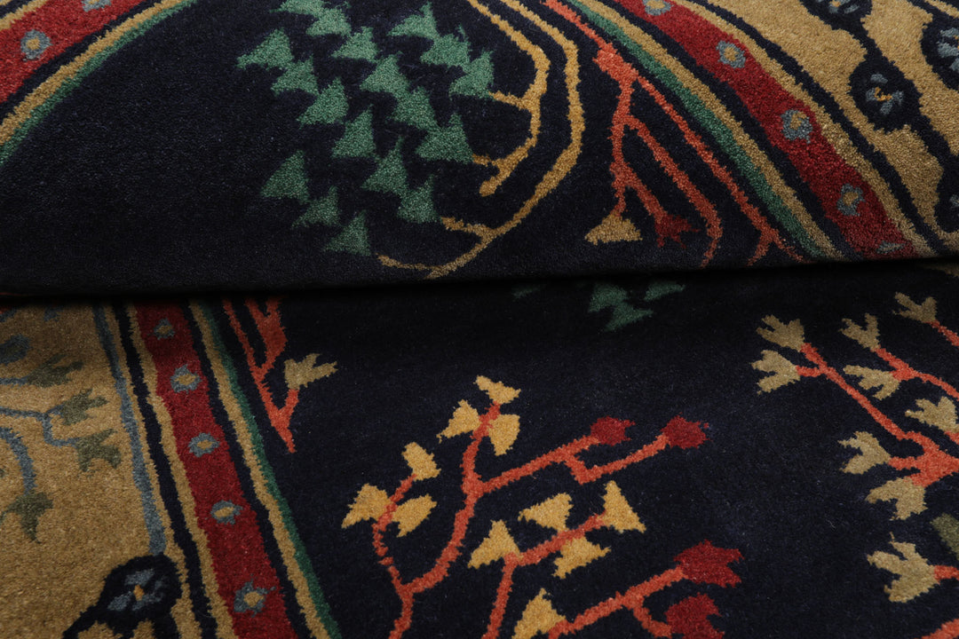 Celeste Rugs Hand Tufted Arts & Crafts/Mission Multi Sizes Midnight Blue Donegal  Wool Oriental Area Rug