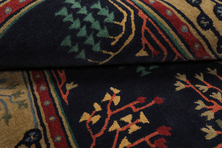 Celeste Rugs Hand Tufted Arts & Crafts/Mission Multi Sizes Midnight Blue Donegal  Wool Oriental Area Rug