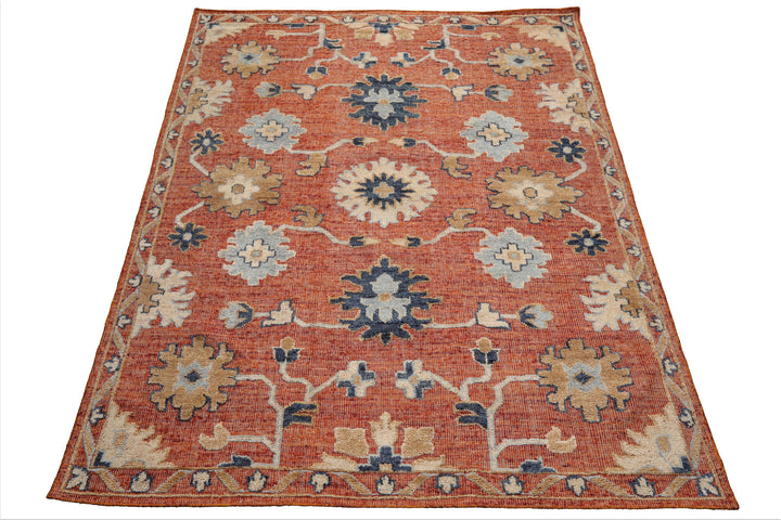 Celeste Rugs Hand Knotted Transitional Oushak Wool 8'x10' Rust Oriental Area Rug