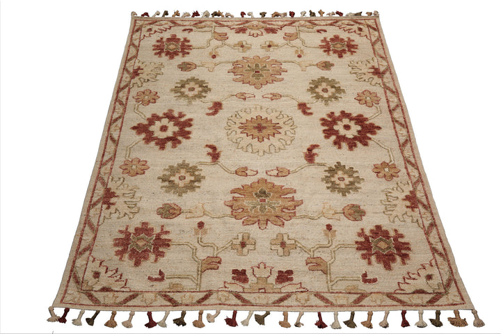 Celeste Rugs Hand Knotted Transitional Oushak 8'x10' Beige Wool Oriental Area Rug