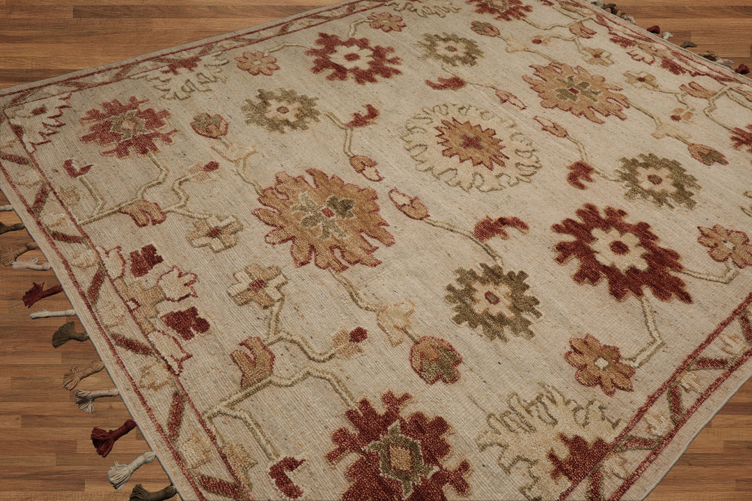 Celeste Rugs Hand Knotted Transitional Oushak 8'x10' Beige Wool Oriental Area Rug