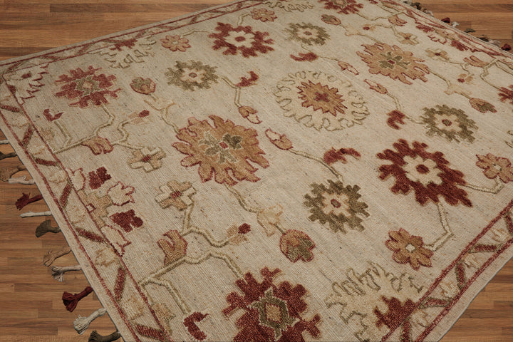 Celeste Rugs Hand Knotted Transitional Oushak 8'x10' Beige Wool Oriental Area Rug