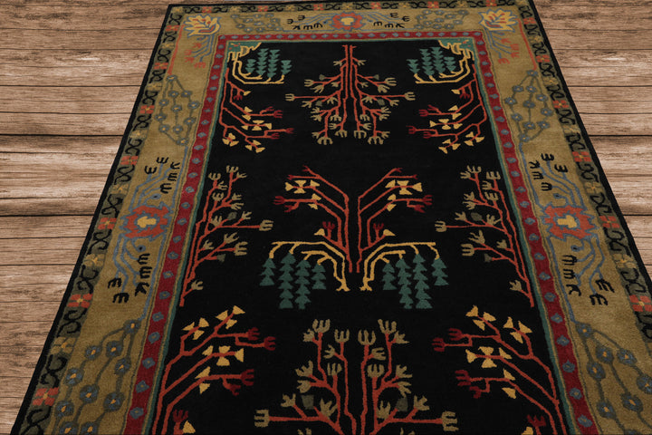 Celeste Rugs Hand Tufted Traditional Arts & Crafts Wool 5'x8' Black Oriental Area Rug