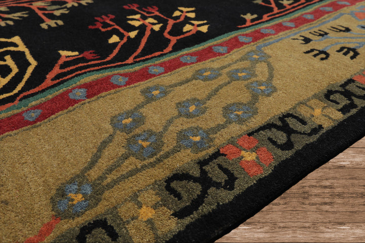 Celeste Rugs Hand Tufted Traditional Arts & Crafts Wool 5'x8' Black Oriental Area Rug
