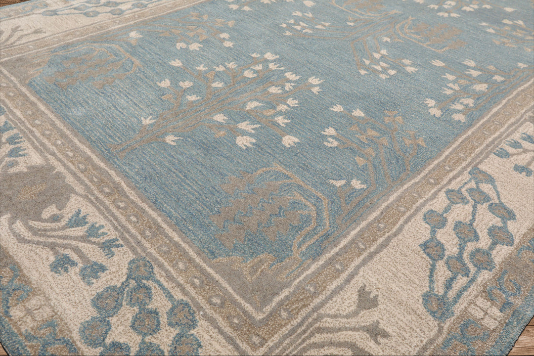 Celeste Rugs Arts & Crafts Wool 5'x8' Aqua Hand Tufted Traditional Oriental Area Rug